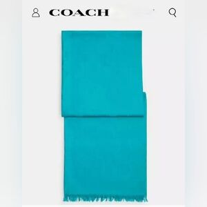 COACH Teal Blue Cashmere & Wool blend Scarf Unisex